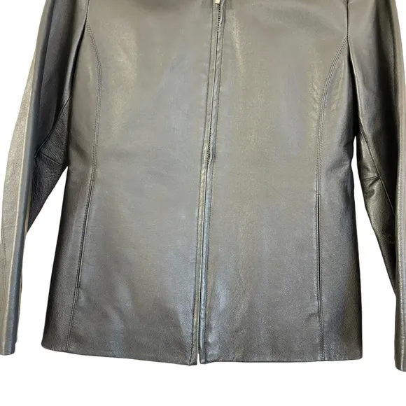 Worthington Leather Jacket Women’s PS Dark Brown Classic Feminine Zip Up Coat