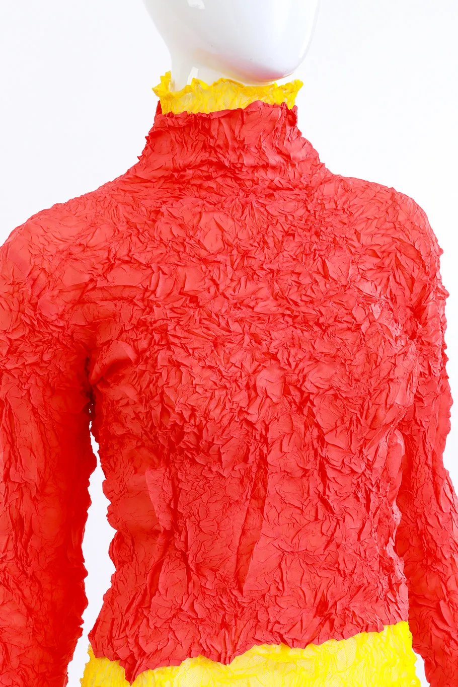 Wrinkle Fishnet Two-tone Turtleneck