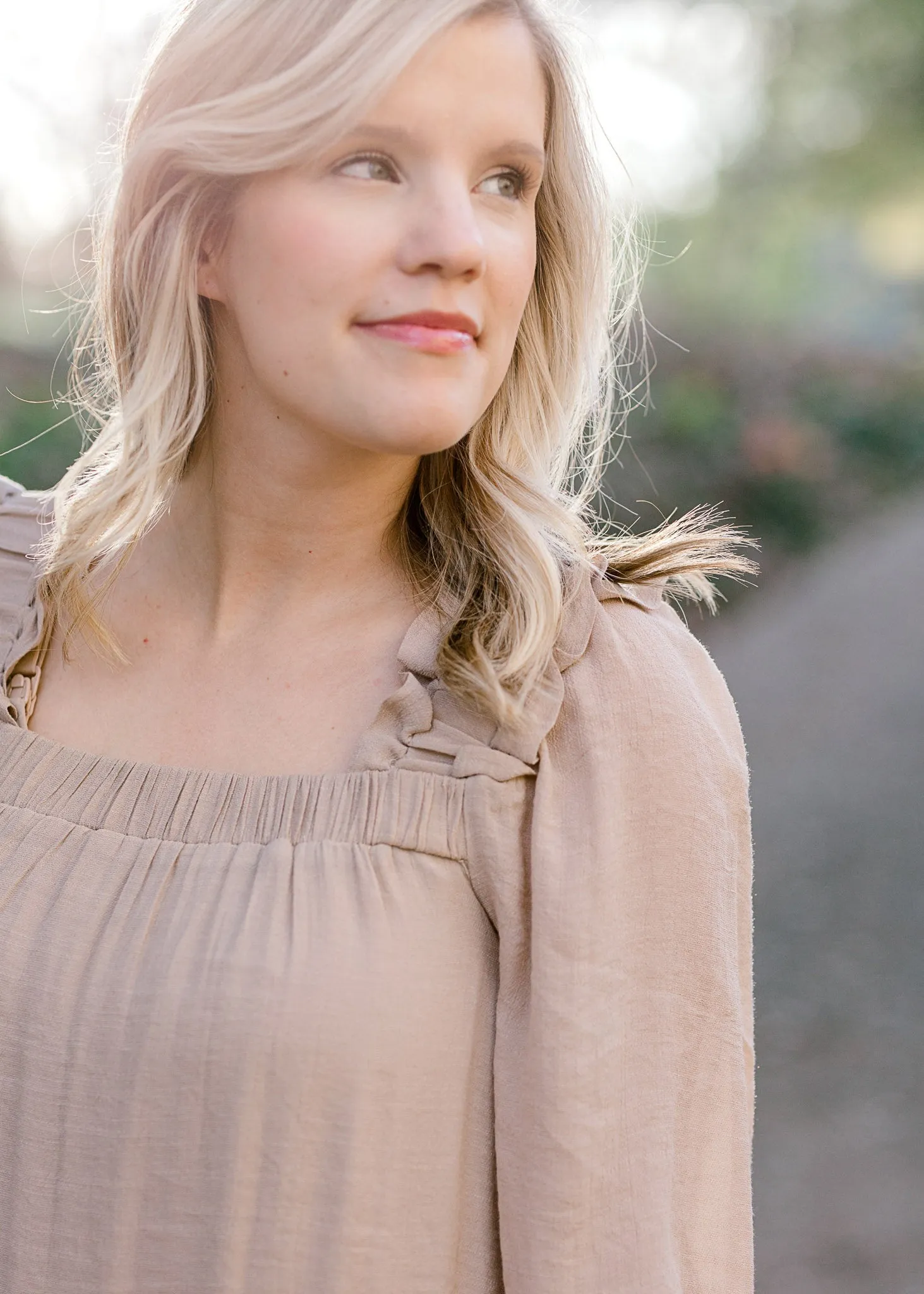 X Ruffle Sand Tie Back Dress