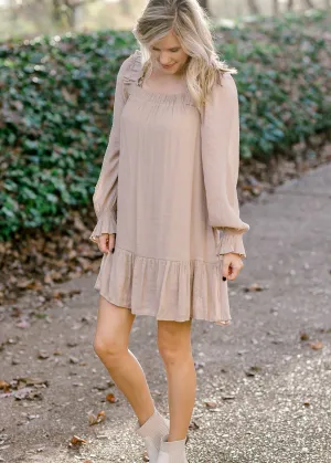 X Ruffle Sand Tie Back Dress