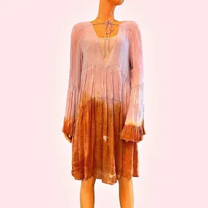 YFB Rosa Printed Flowy Tunic Pink Ruffle Dress Tie Dye