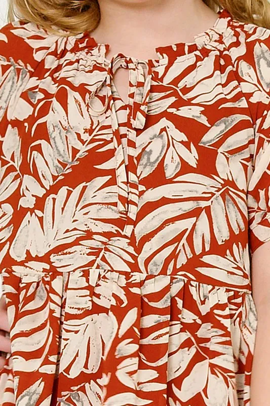 Youth Botanical Tie Neck Dress
