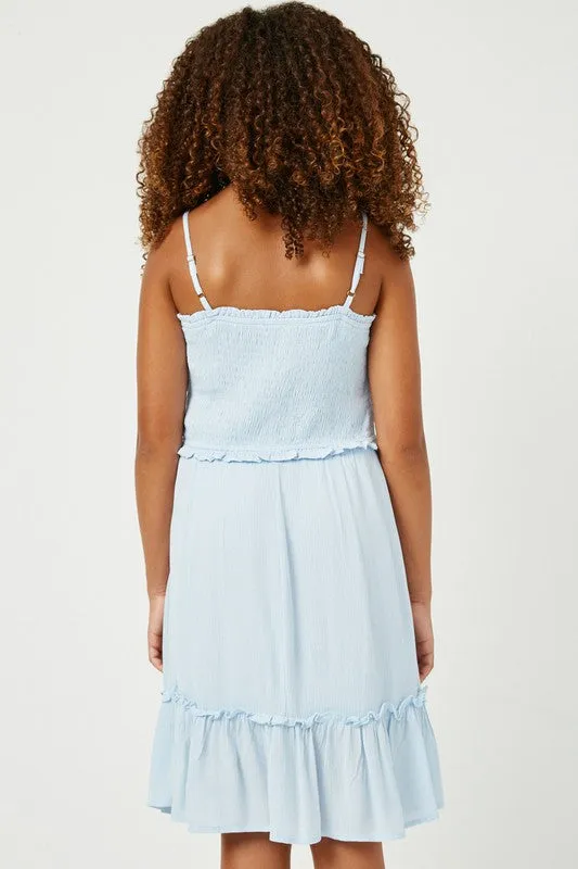 Youth Smocked Bodice Ruffle Dress