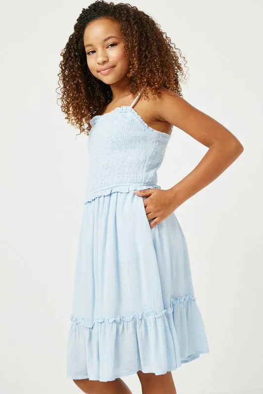 Youth Smocked Bodice Ruffle Dress