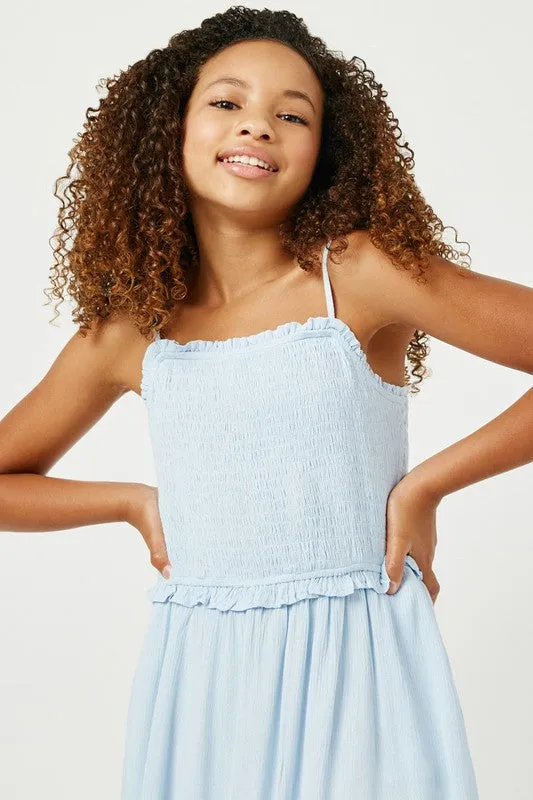 Youth Smocked Bodice Ruffle Dress