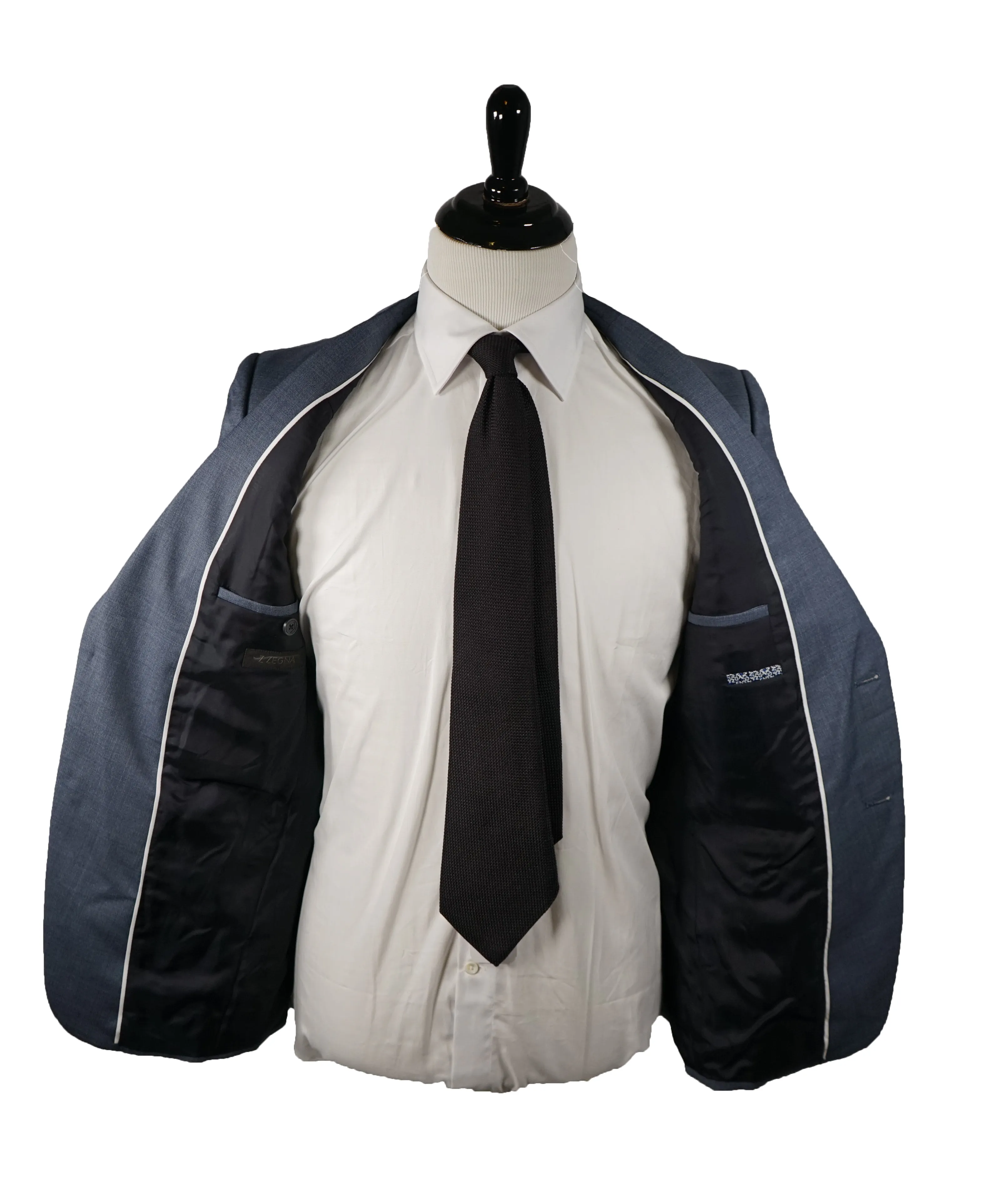 Z ZEGNA - Medium Blue Birdseye Suit - 38R