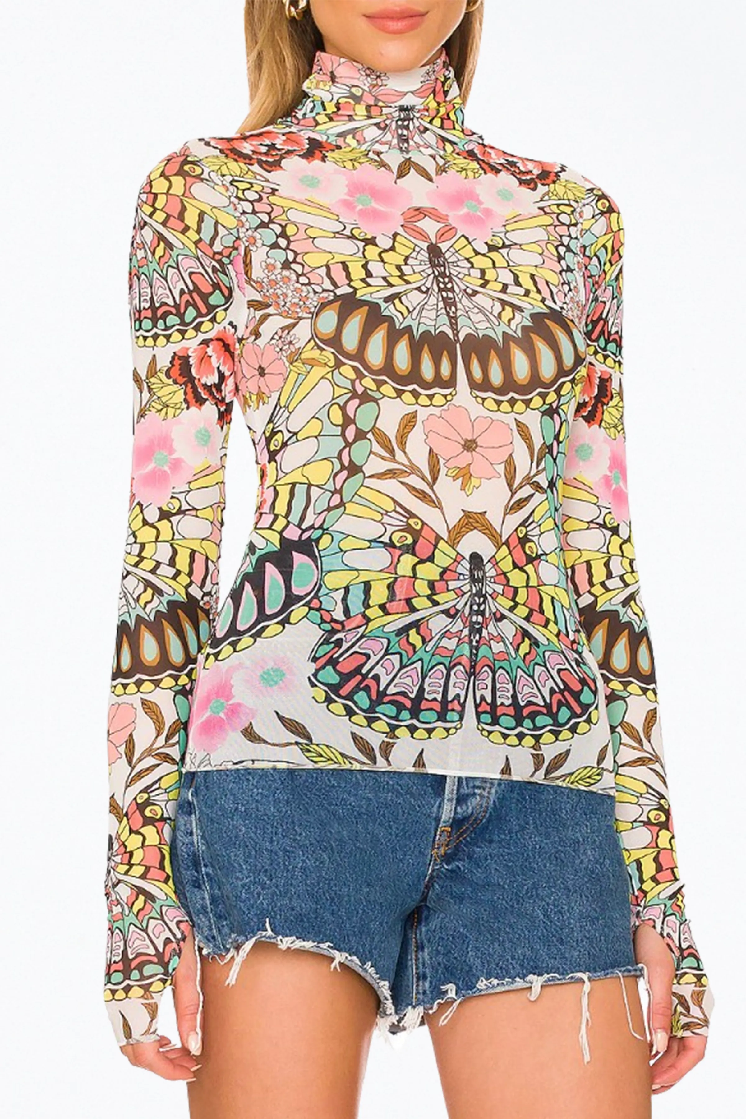 ZADIE POWER MESH TURTLENECK TOP