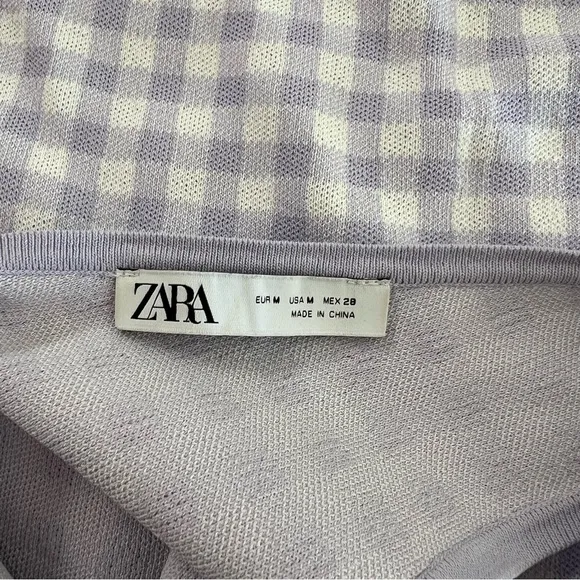 ZARA Knit Gingham Set - Lavender Purple Top   Midi Skirt SET​