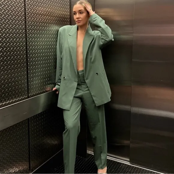 Zara Sage Green Suit Blazer Jacket