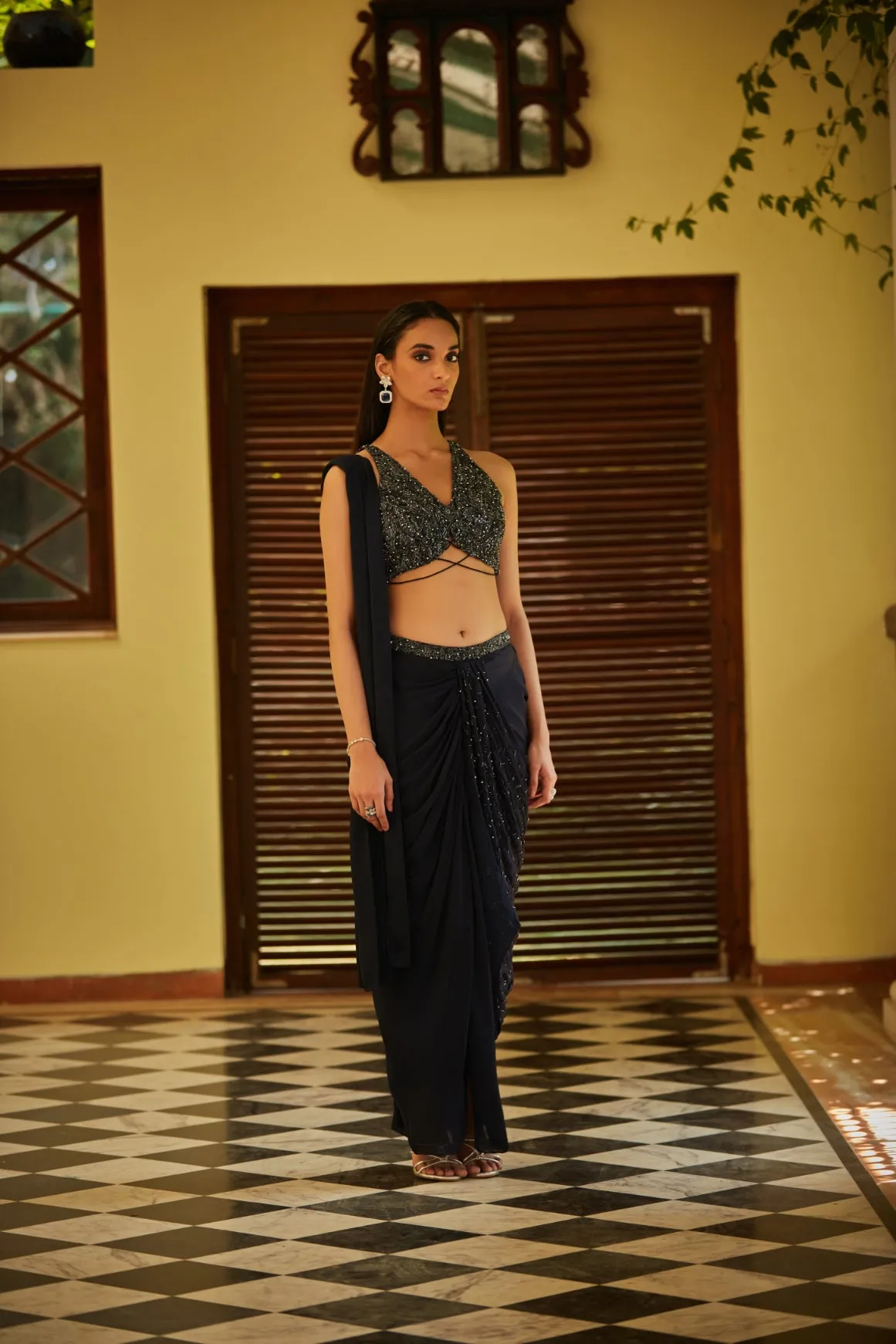 Zendaya Blue Concept Saree