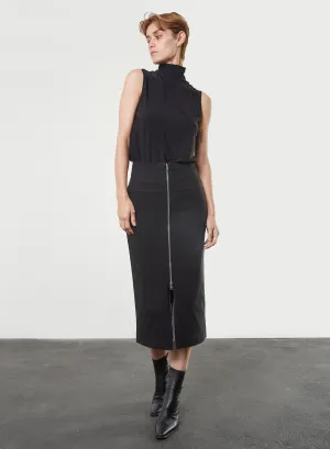 Zip Front Pencil Skirt - Black - L (RESALE ITEM)