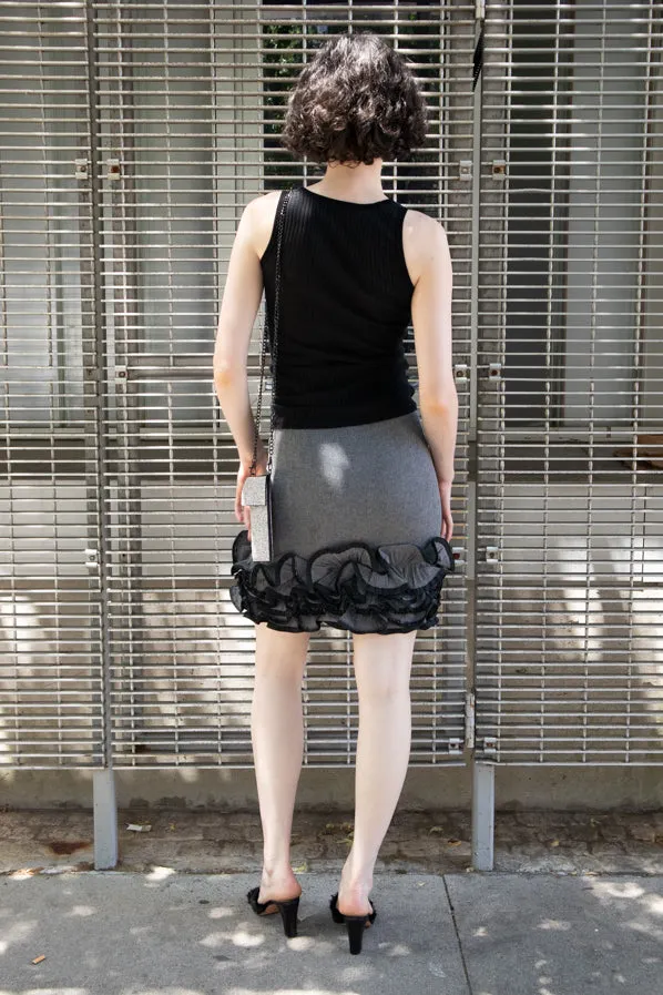 ZIPPER RUFFLES PENCIL SKIRT