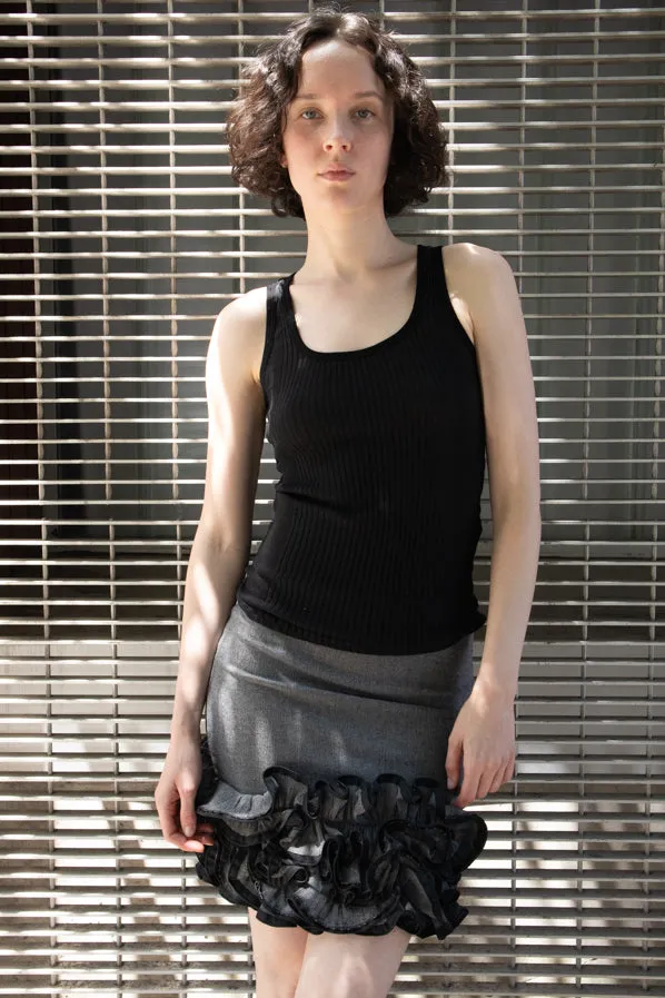 ZIPPER RUFFLES PENCIL SKIRT