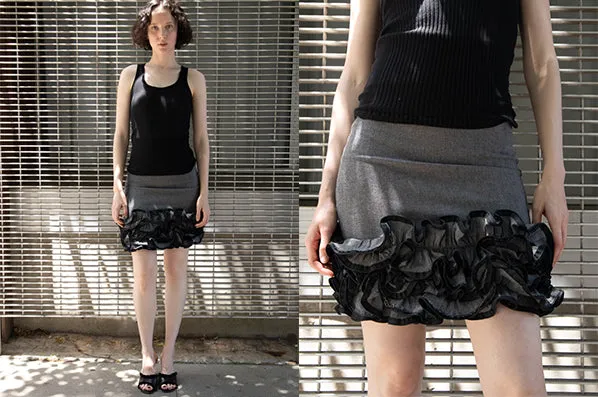 ZIPPER RUFFLES PENCIL SKIRT