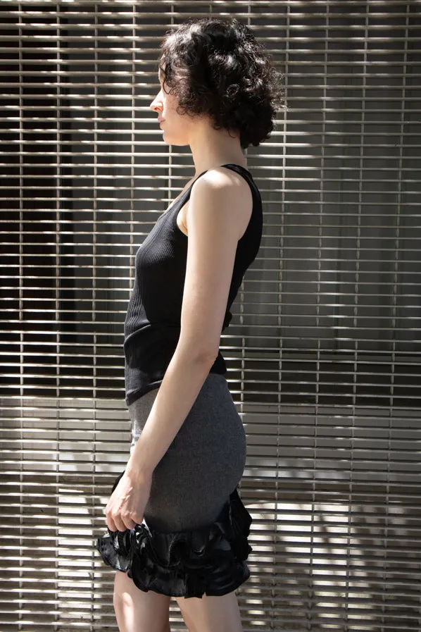 ZIPPER RUFFLES PENCIL SKIRT