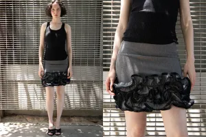 ZIPPER RUFFLES PENCIL SKIRT